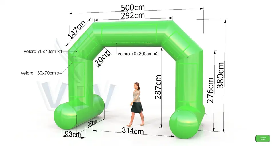Diagonal self - standing gate 5 m commercial promotional inflatable gate